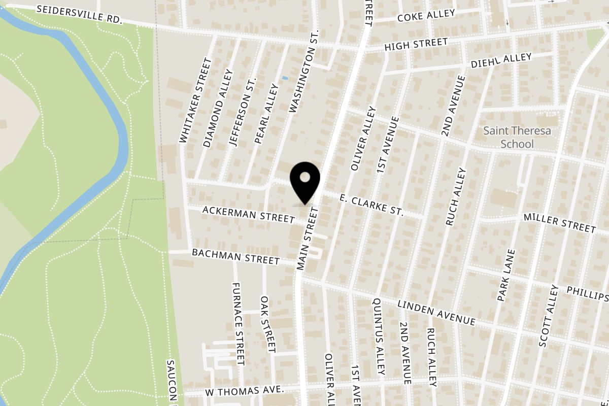 Map showing the location of Drip on 1310 Main St in Hellertown